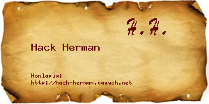 Hack Herman névjegykártya